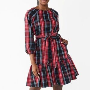 Draper James Red and Blue Plaid Long Sleeve Dress